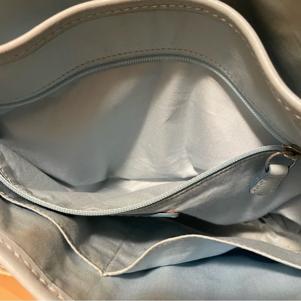 COACH Soho Pocket Flap #1879 Crème & Blue Leather Chunky Buckle Y2K Shoulder Bag - Picture 10 of 14